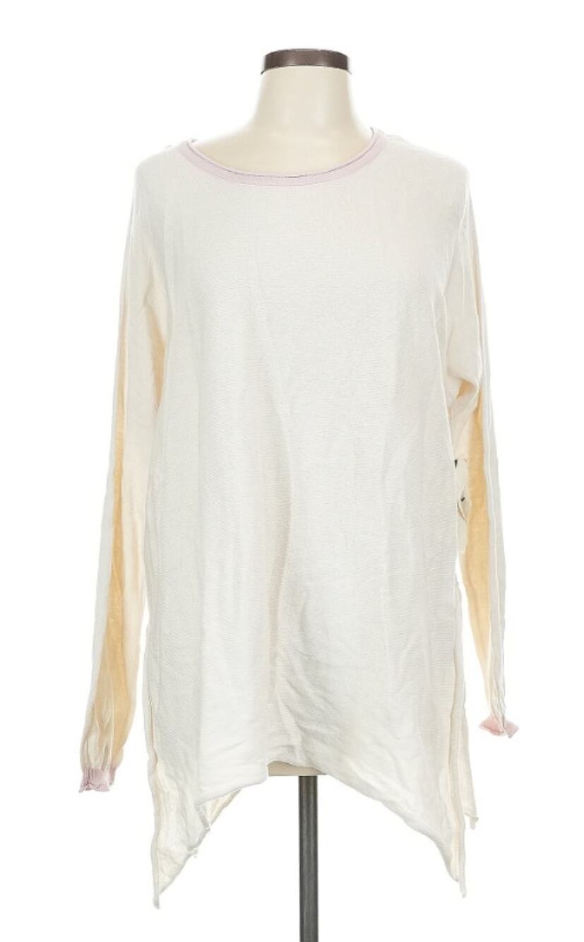 Cloth Design Pullover Sweater Scoop Neck DRAPE sweater handkerchief hem SMALL